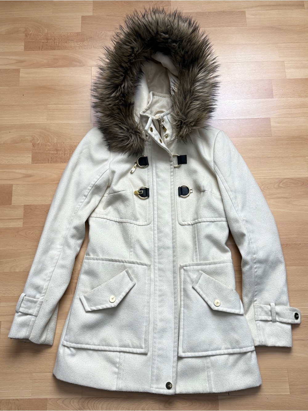Guess Y2K Women’s Faux Fur Hood Peacoat Size Small
